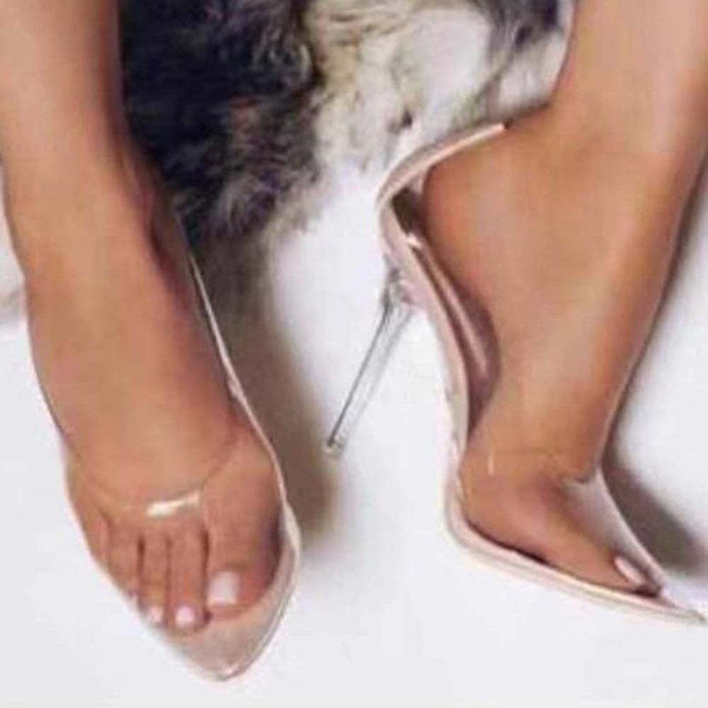 Pvc Slip-On Spitse Neus Naaldhak Dames Pumps