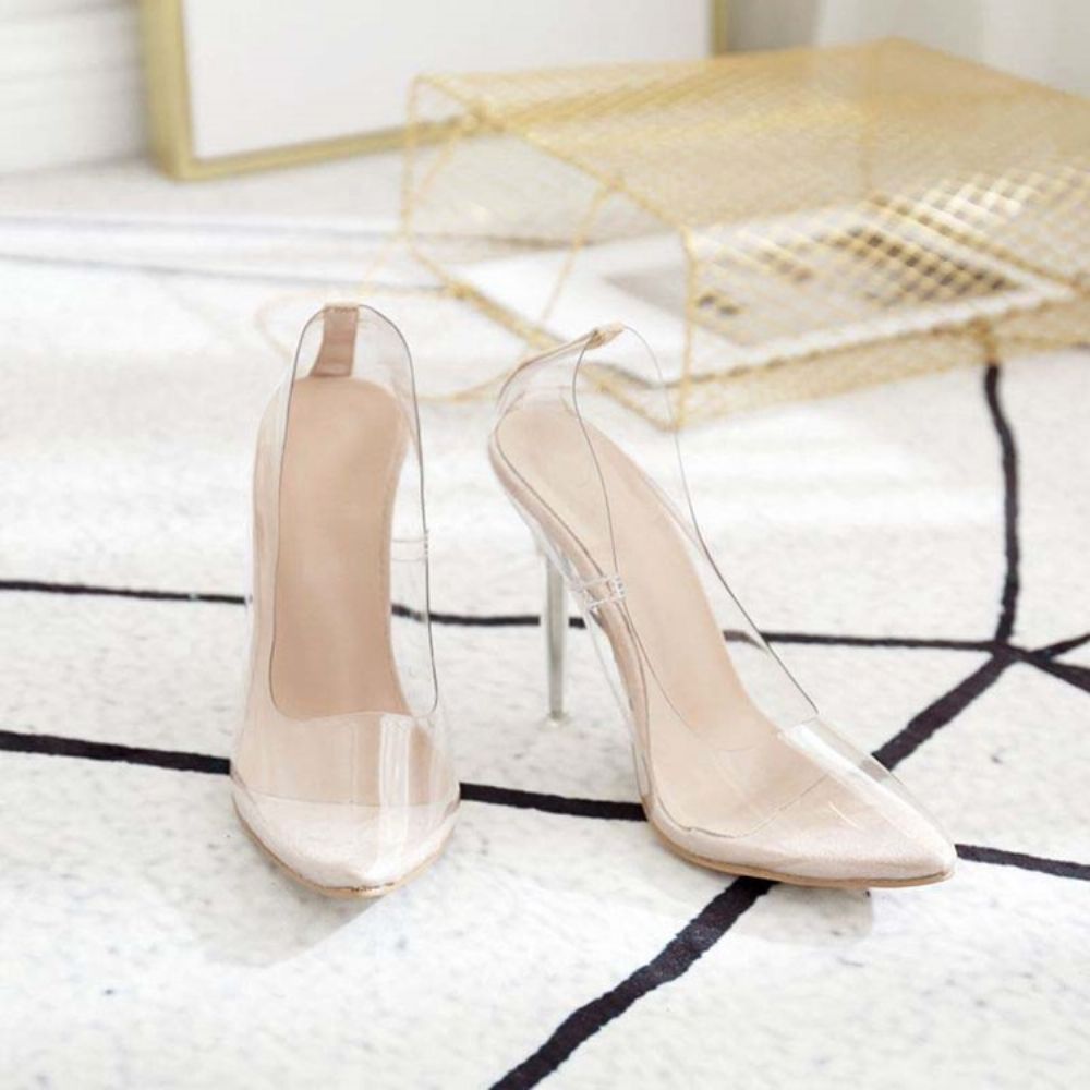 Pvc Slip-On Spitse Neus Naaldhak Dames Pumps