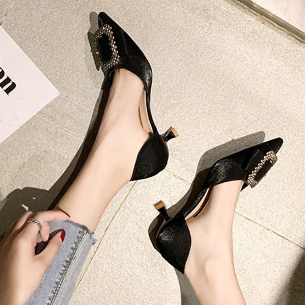 Strass Puntige Teen Kitten Heel Pumps Dames