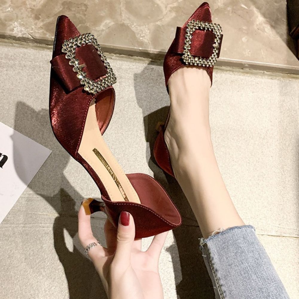 Strass Puntige Teen Kitten Heel Pumps Dames