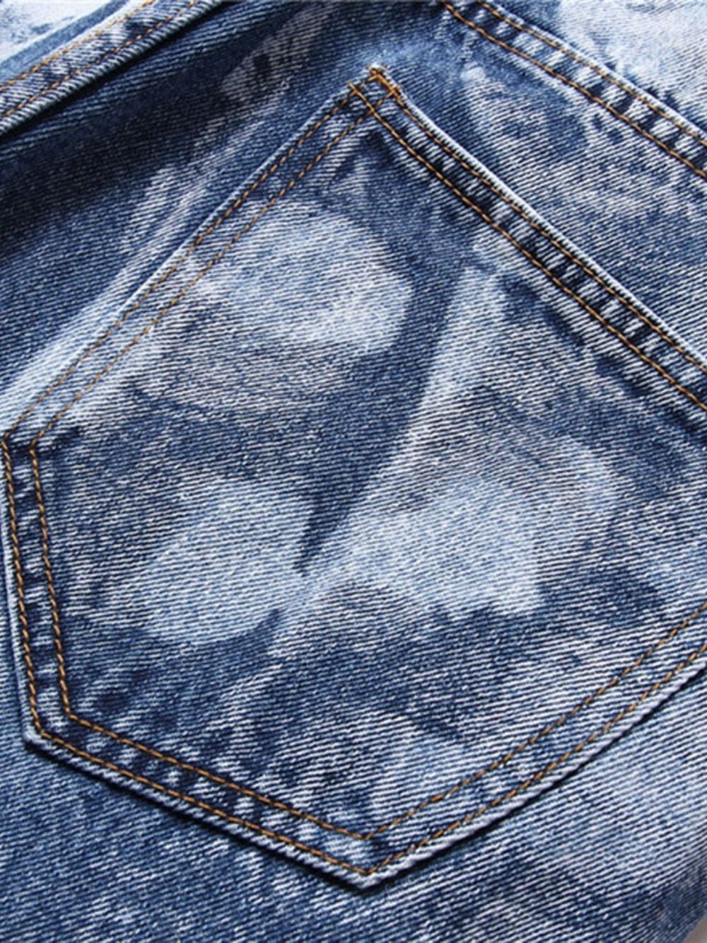 Blauwe Herenjeans Met Rechte Zak En Casual Rits