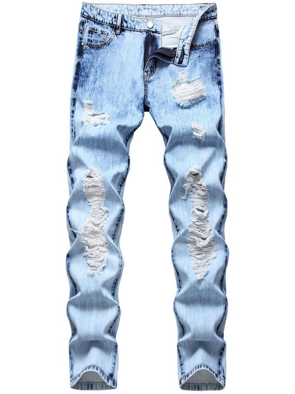 Casual Herenjeans Met Holle Effen Rechte Rits