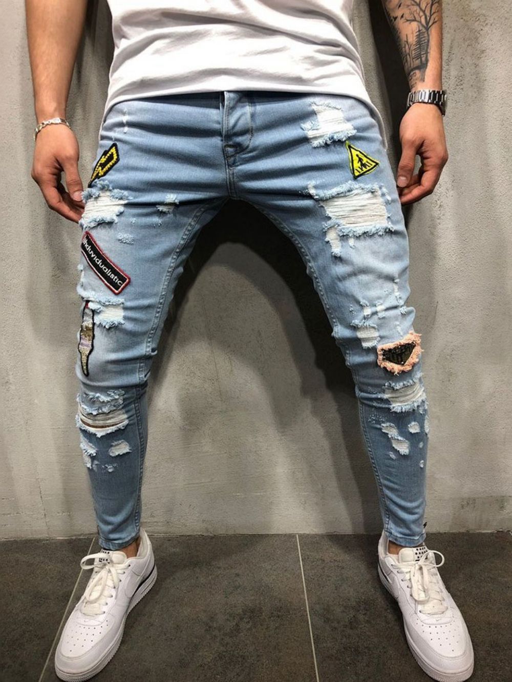Casual Jeans Met Rits Tot Midden Taille