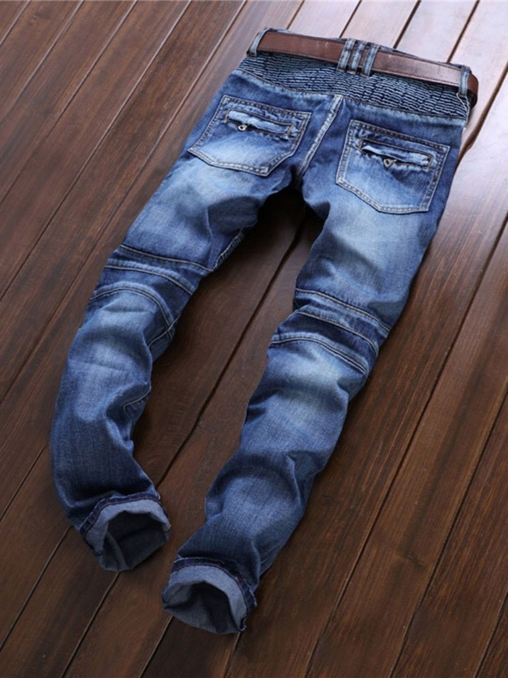Europese Herenjeans Met Rechte Plooien En Halfhoge Taille