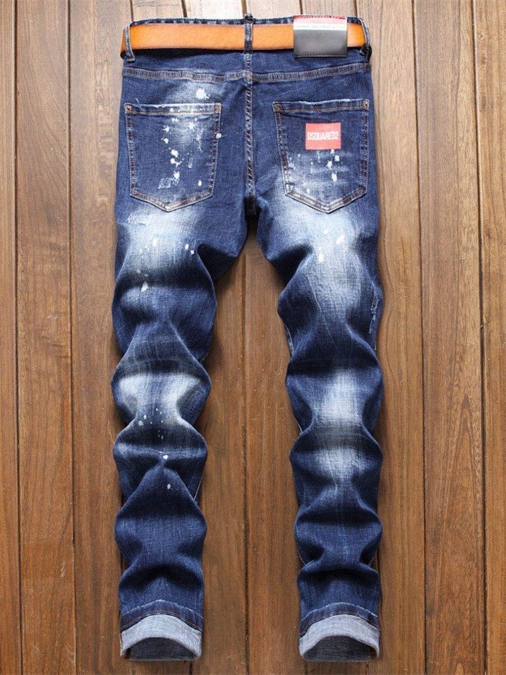 Gat Kleurblok Rits Mode Jeans