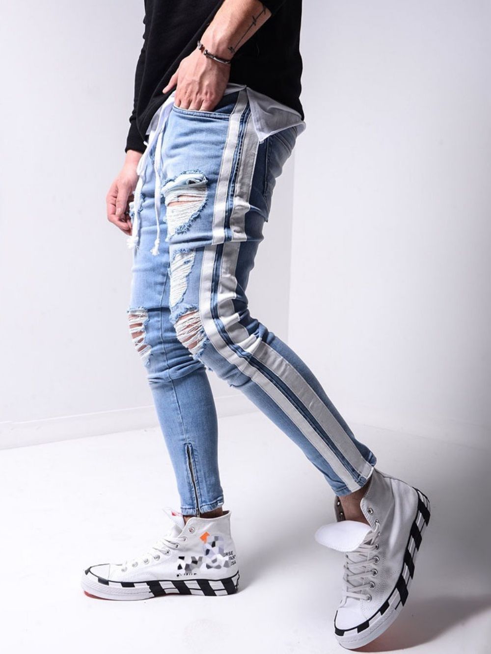 Gat Potlood Broek Rits Sport Jeans