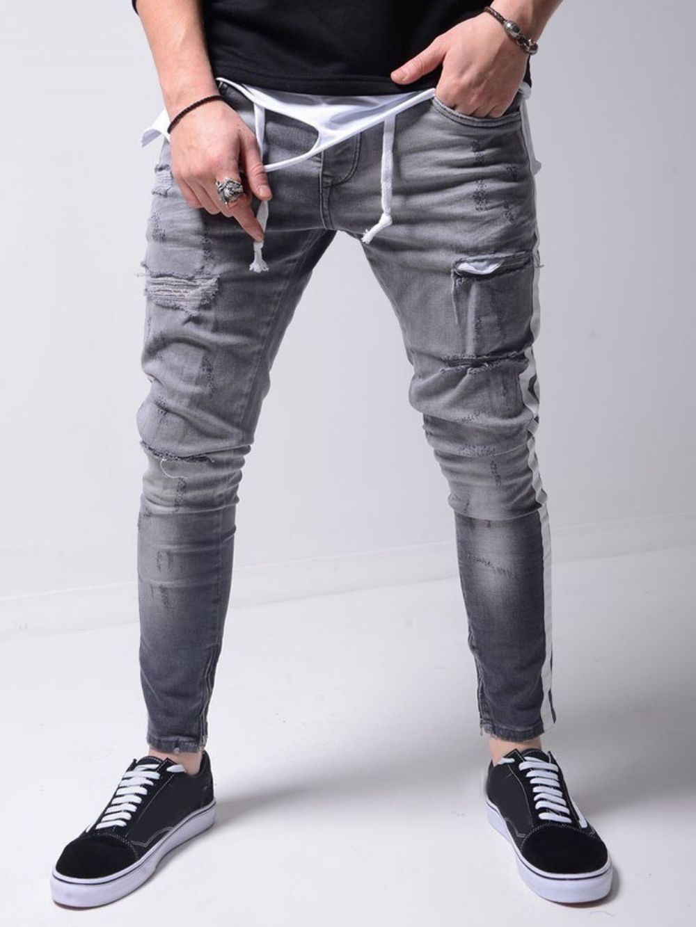 Gat Potlood Broek Rits Sport Jeans