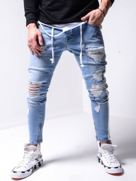 Gat Potlood Broek Rits Sport Jeans