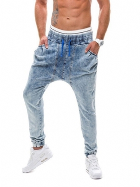 Herenjeans Met Rechte Taille En Veters Met Gradiënt