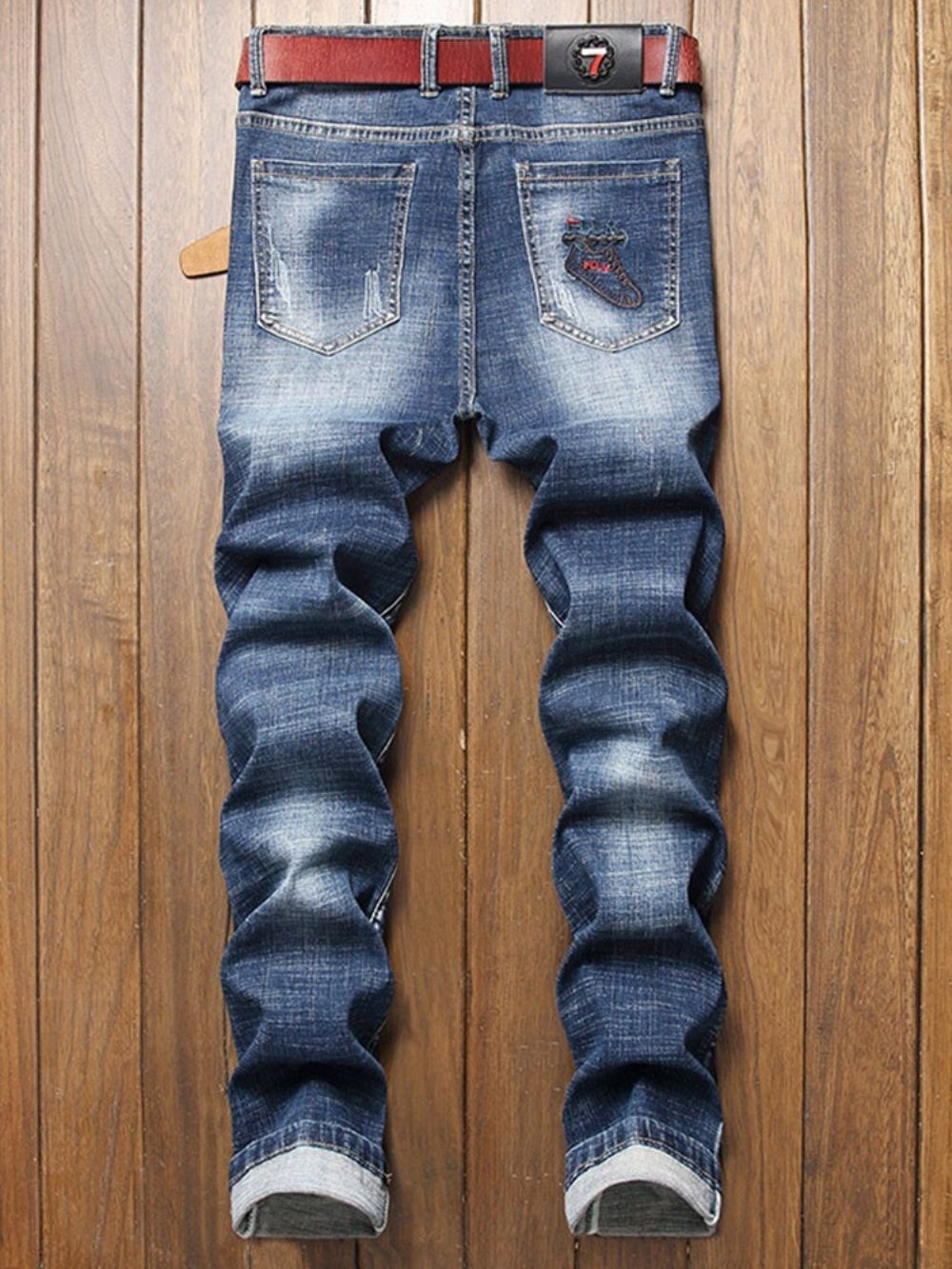 Jeans Met Rechte Taille En Rits Met Gaten