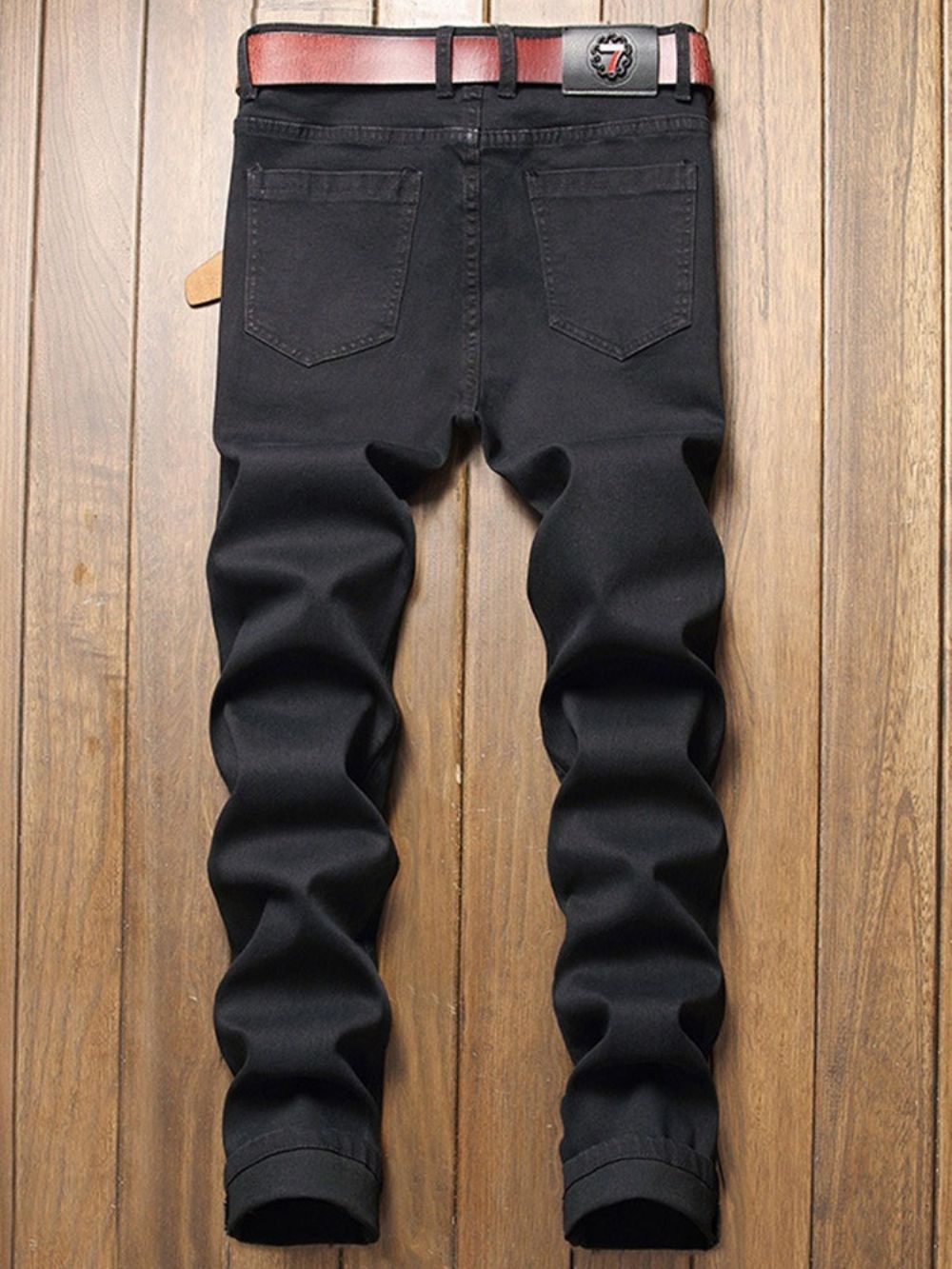 Letter Rechte Appliqués Casual Jeans Met Middelhoge Taille