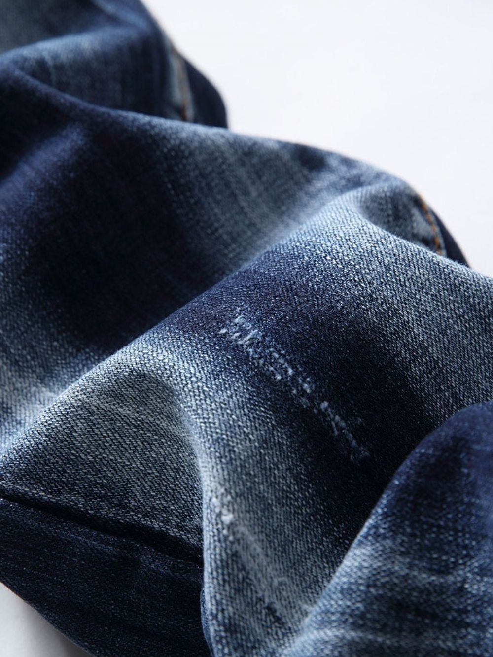 Letter Rechte Versleten Koreaanse Jeans Met Middelhoge Taille