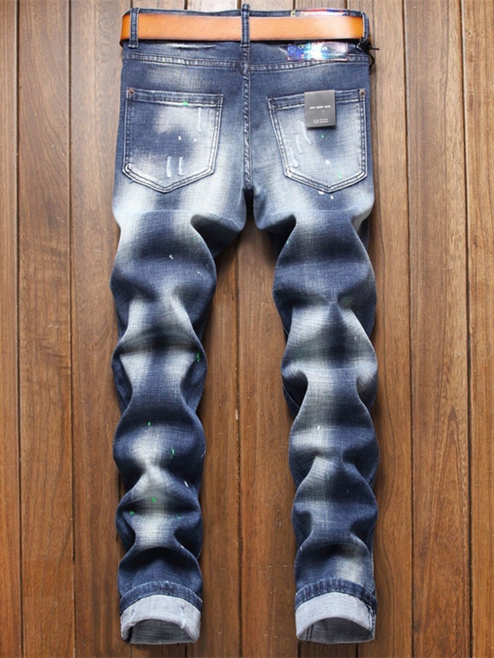 Mode Casual Jeans Met Zakkleurblok Midden Taille