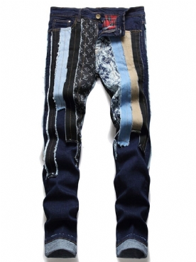 Patchwork Kleurblok Rits Europese Jeans