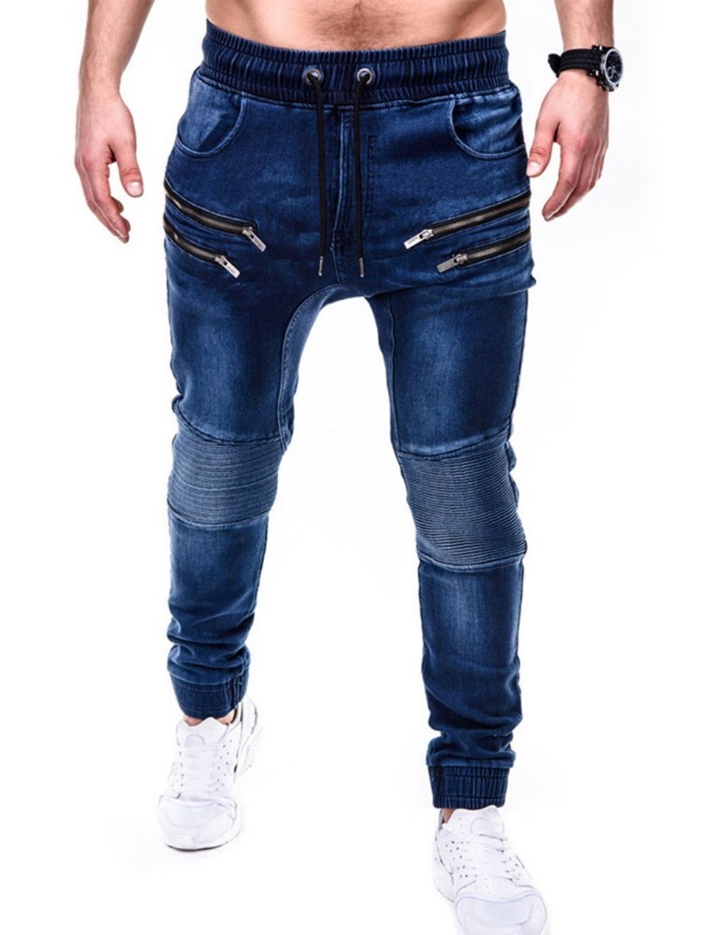 Potloodbroek Gedragen Hiphop-Jeans Heren Met Middelhoge Taille
