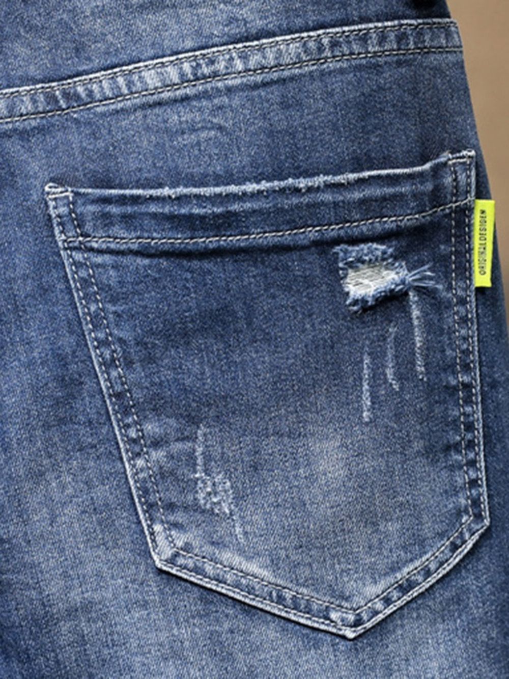 Potloodbroek Kleurblok Versleten Middentaille Herenmodejeans