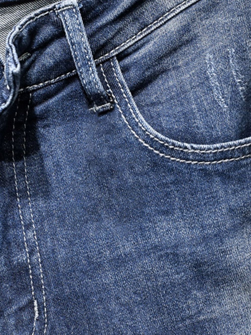 Potloodbroek Kleurblok Versleten Middentaille Herenmodejeans