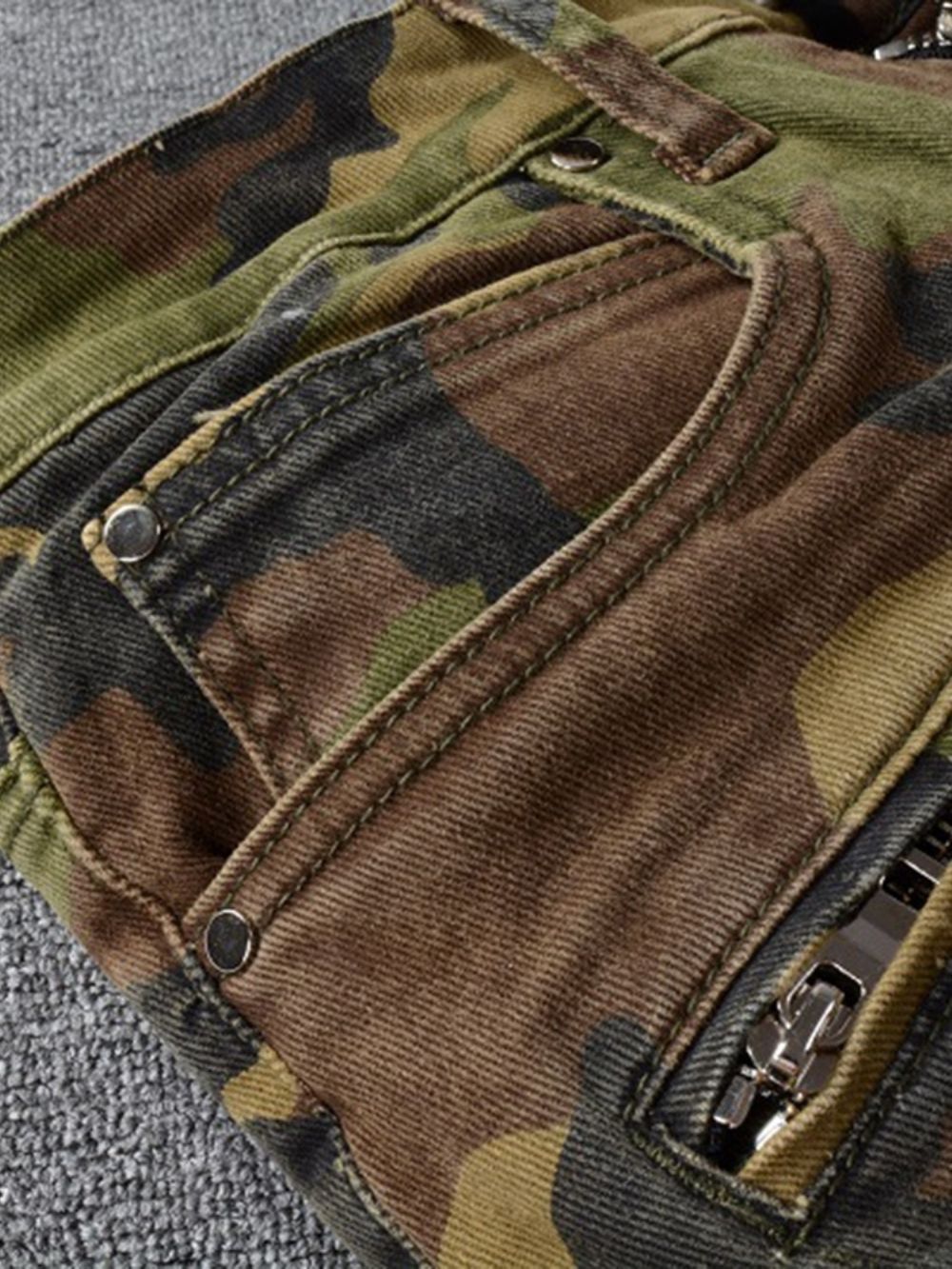 Potloodbroek Met Camouflageprint European Zipper Jeans