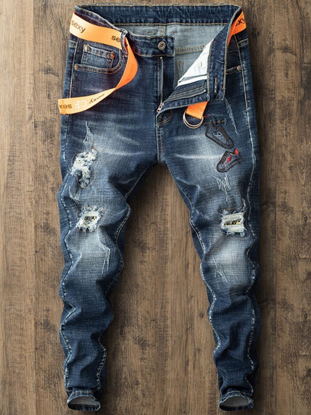 Recht Gedragen Europese Casual Jeans Met Ritssluiting