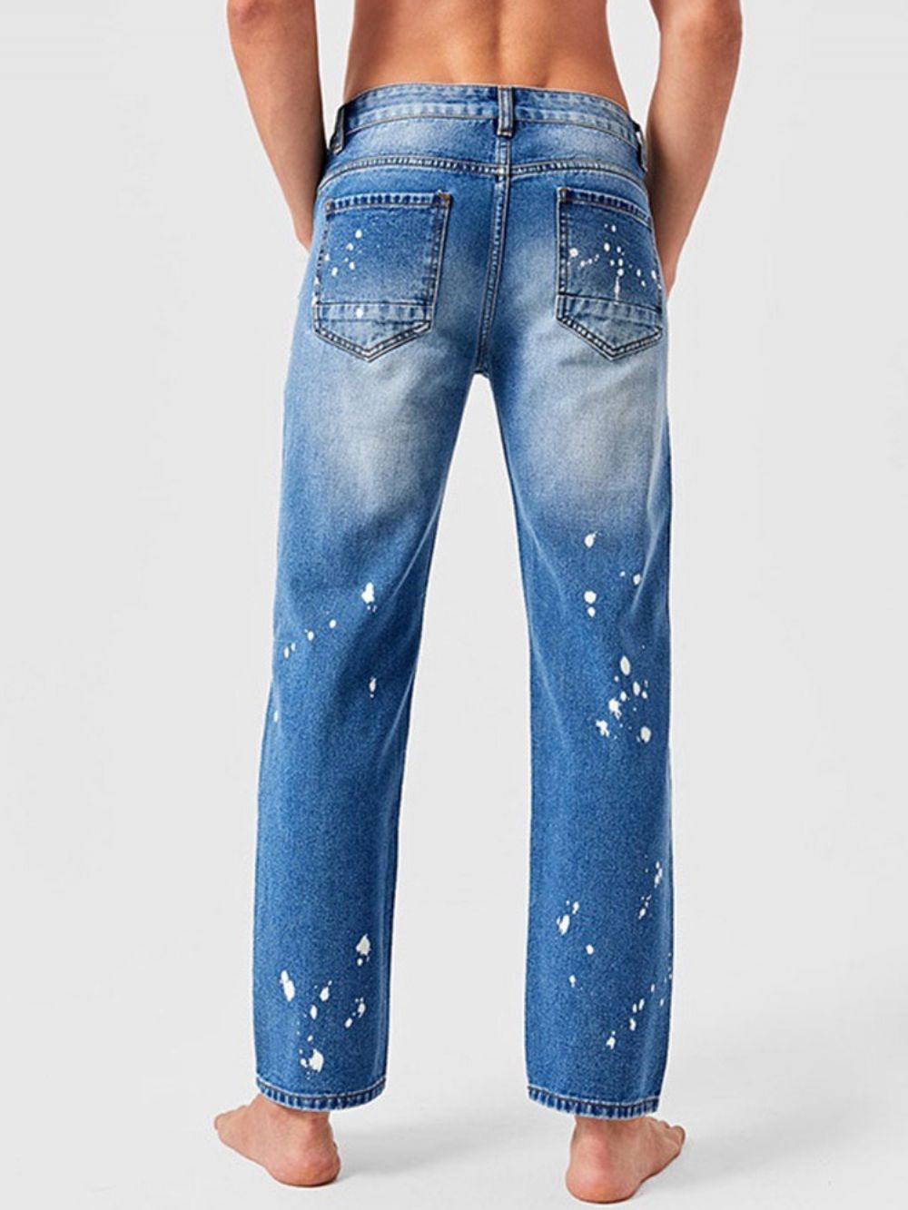 Recht Gedragen Jeans Met Halfhoge Taille En Rits Heren
