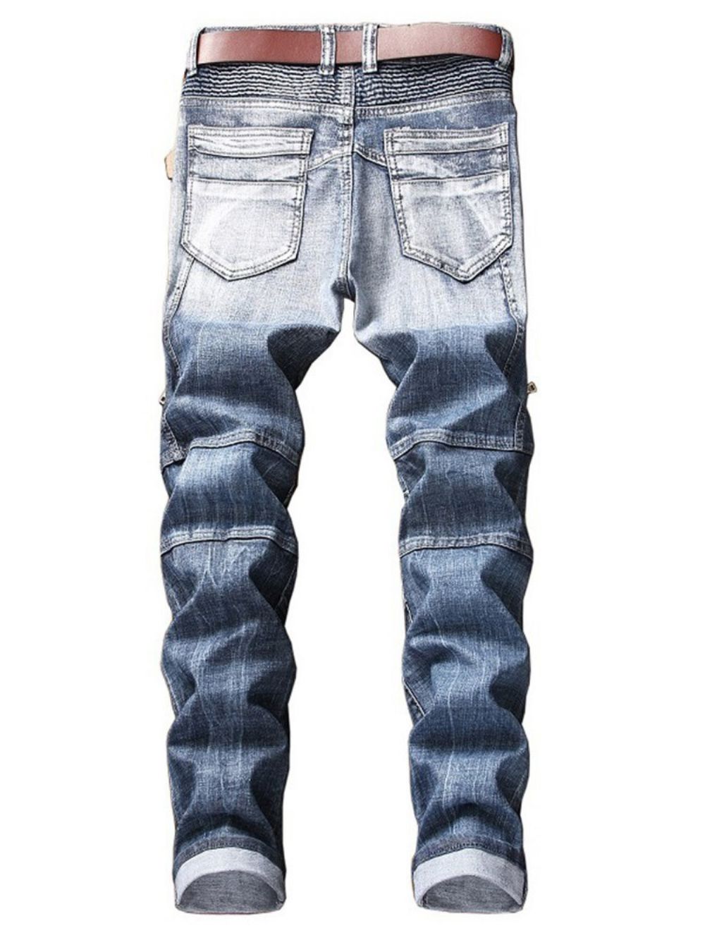 Rechte Casual Jeans Heren Met Geplooide Ritssluiting