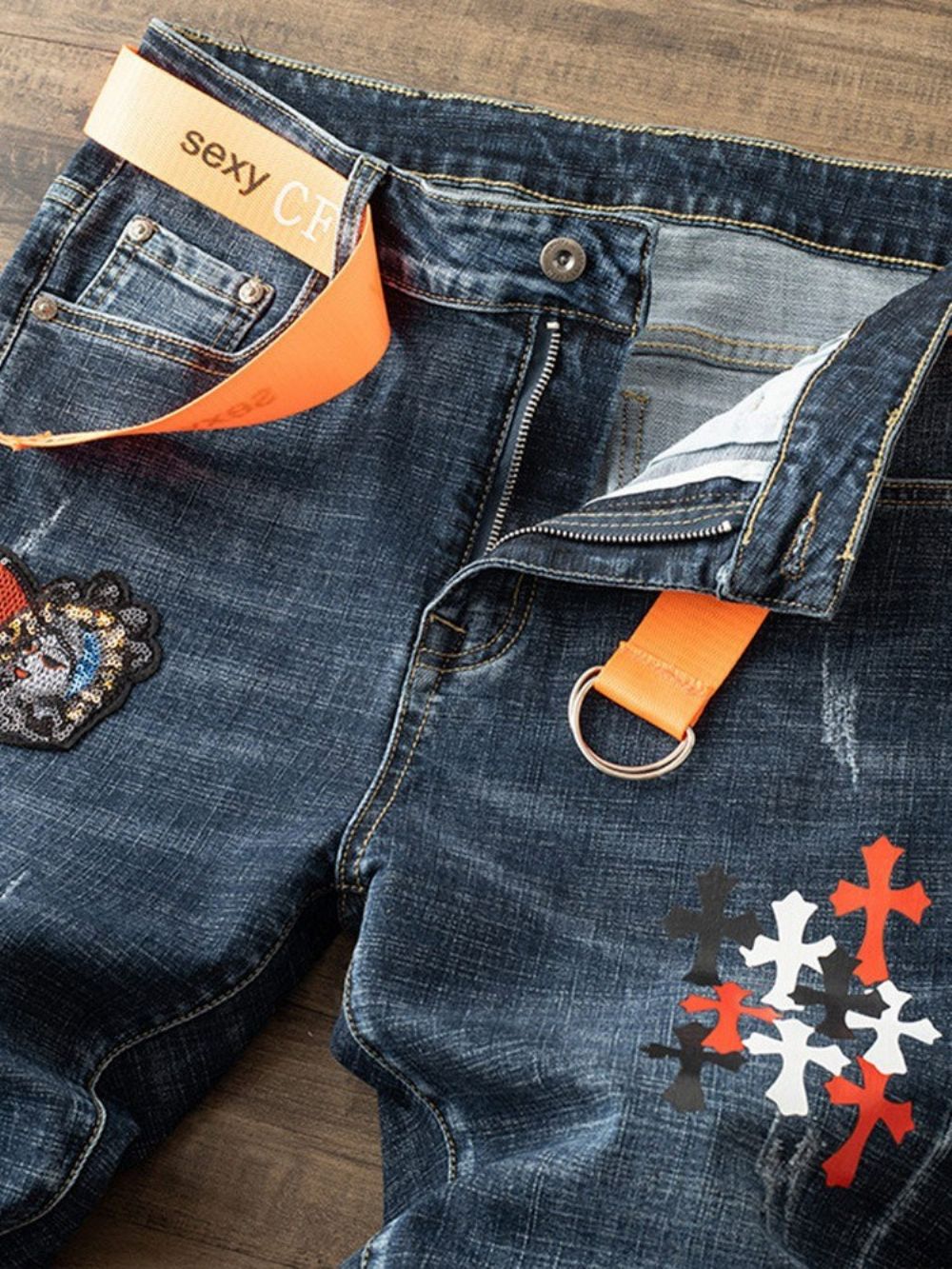 Rechte Europese Jeans Met Halfhoge Taille