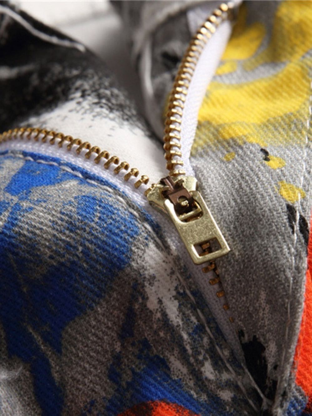 Rechte Jeans Met Halfhoge Taille En Rits Met Print