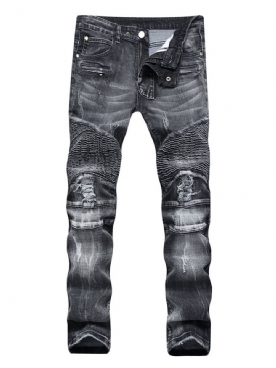 Rechte Micro-Elastische Herenjeans Met Rechte Ritssluiting