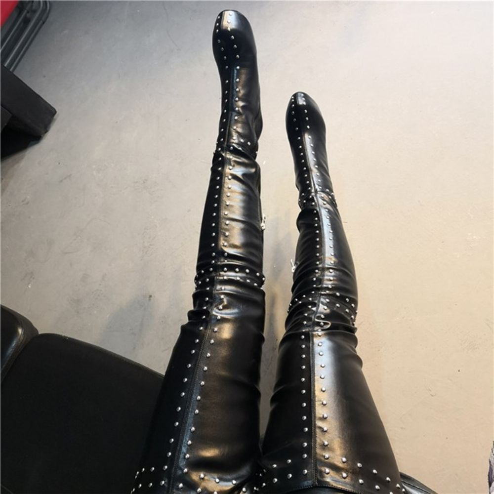 Overknee Laarzen Met Ronde Neus Dames Met Ritssluiting Aan De Zijkant