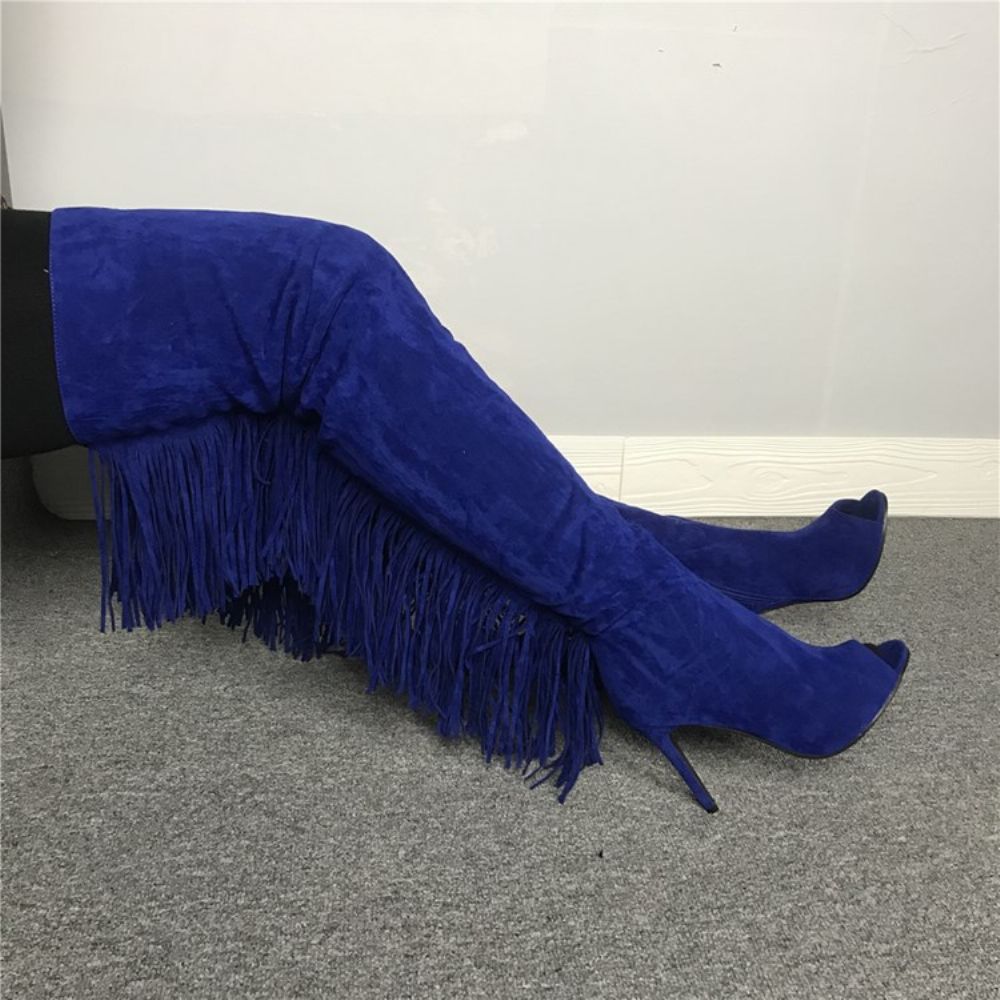 Zijrits Peep Toe Kniehoge Laarzen