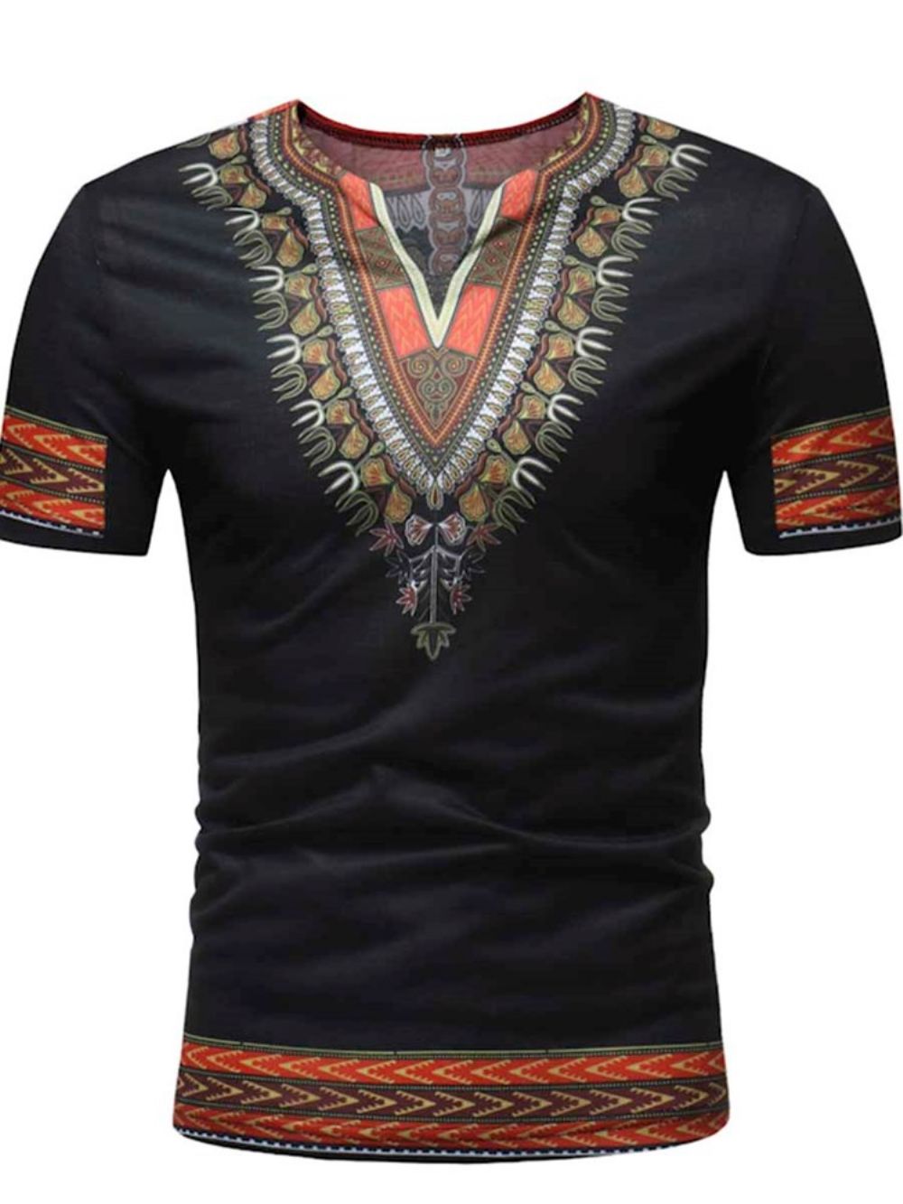 African Fashion Dashiki Printed Slim T-Shirt Met Korte Mouwen Heren