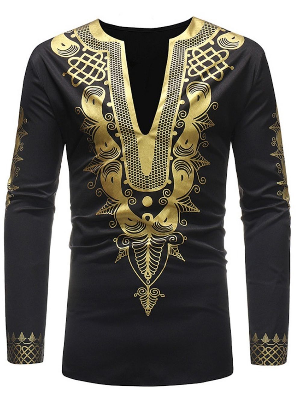 Afrikaanse Mode Dashiki Print Heren V-Hals Casual T-Shirts