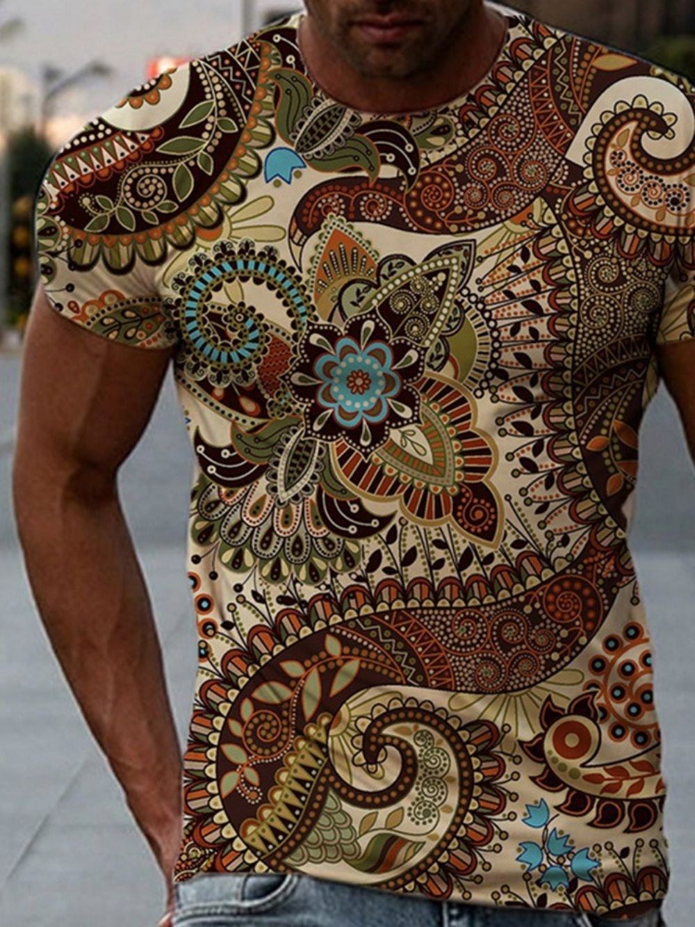 Casual Los T-Shirt Heren Met Kleurblokken En Korte Mouwen