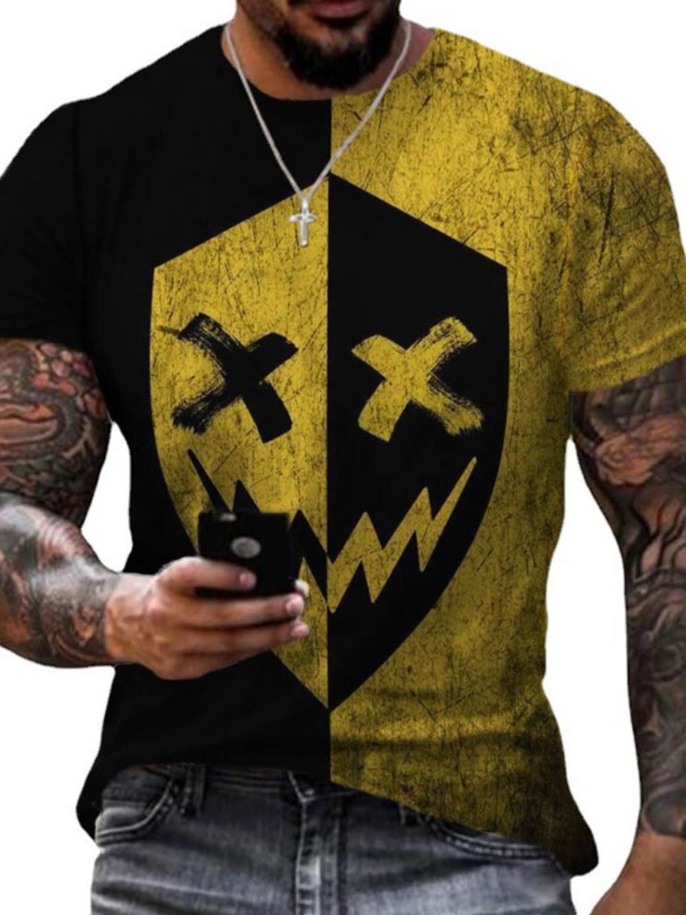 Casual Pullover Heren Slim T-Shirt Met Print