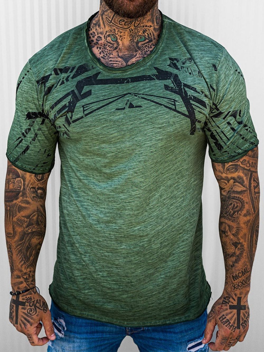 Casual T-Shirt Heren Met Ronde Hals En Print