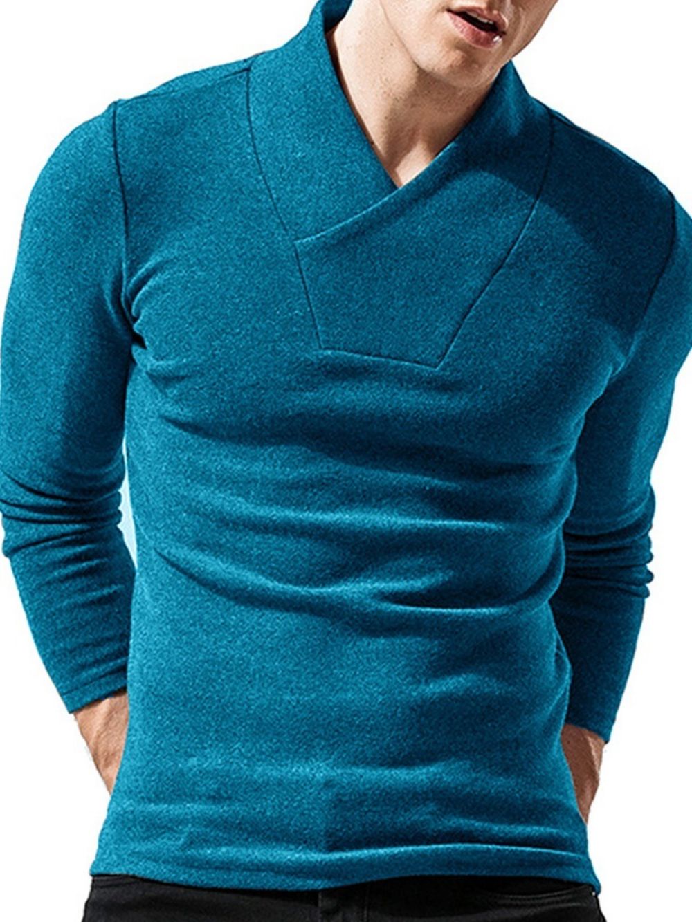 Europees Effen Pullover-T-Shirt Met Lange Mouwen