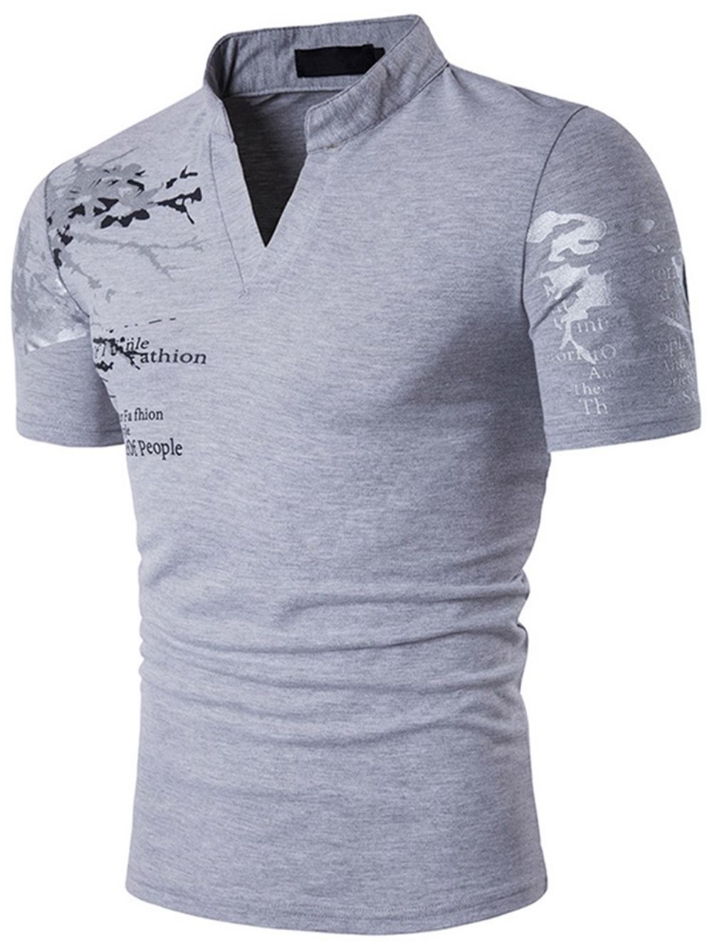 Heren T-Shirt Met Opstaande Kraag En Korte Mouwen