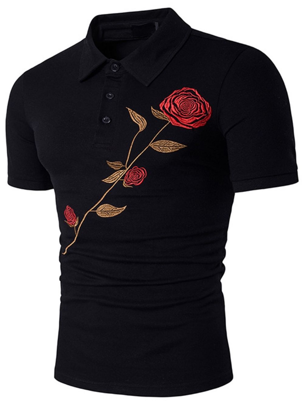 Herenkleding Slim Poloshirt Met Bloemen En Rozenprint