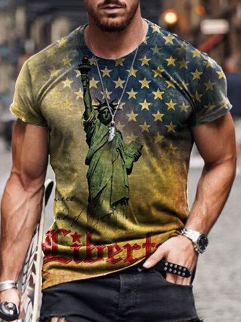 Los T-Shirt Heren Met Ronde Hals En Europese Print