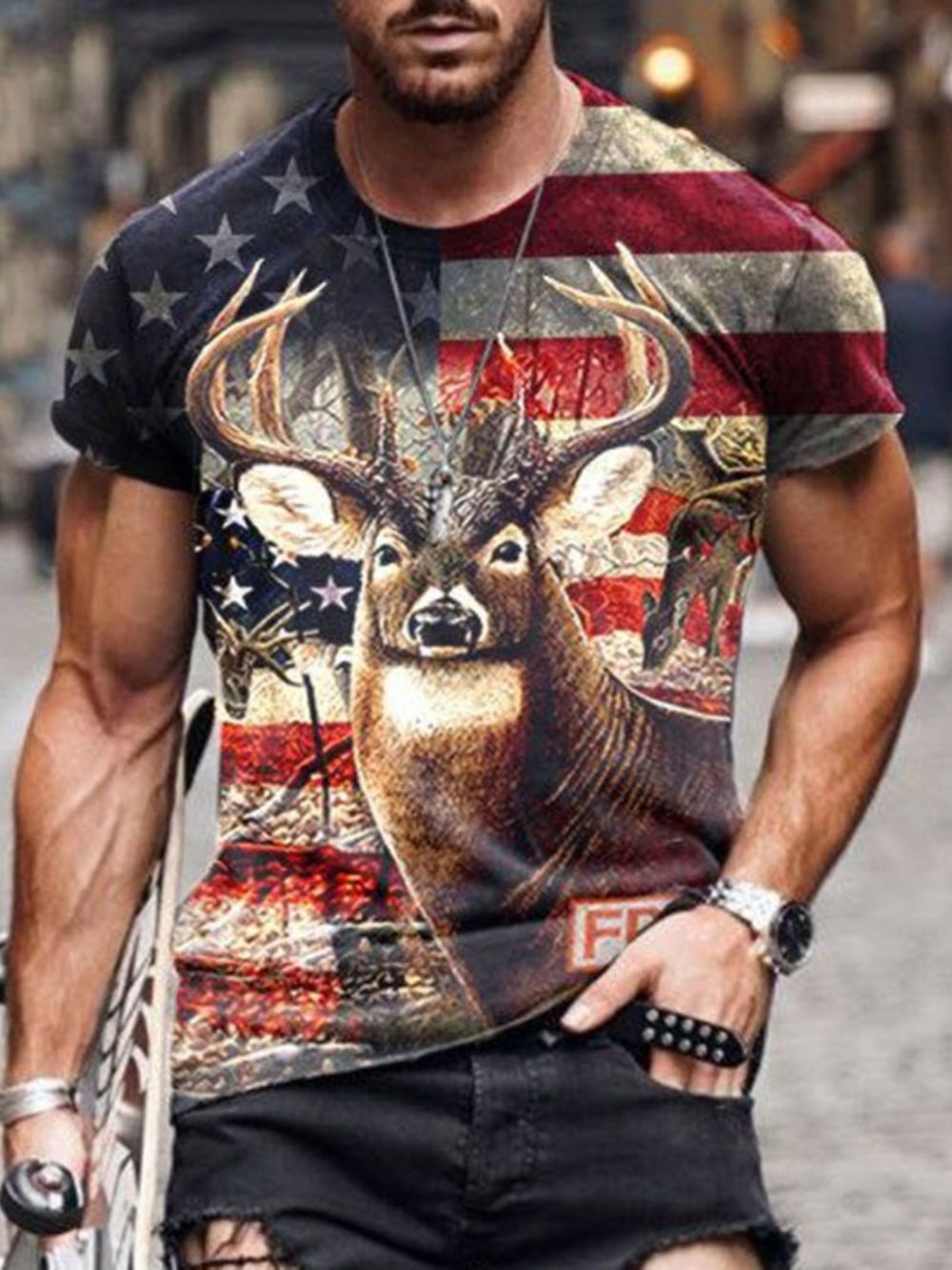 Los T-Shirt Heren Met Ronde Hals En Europese Print