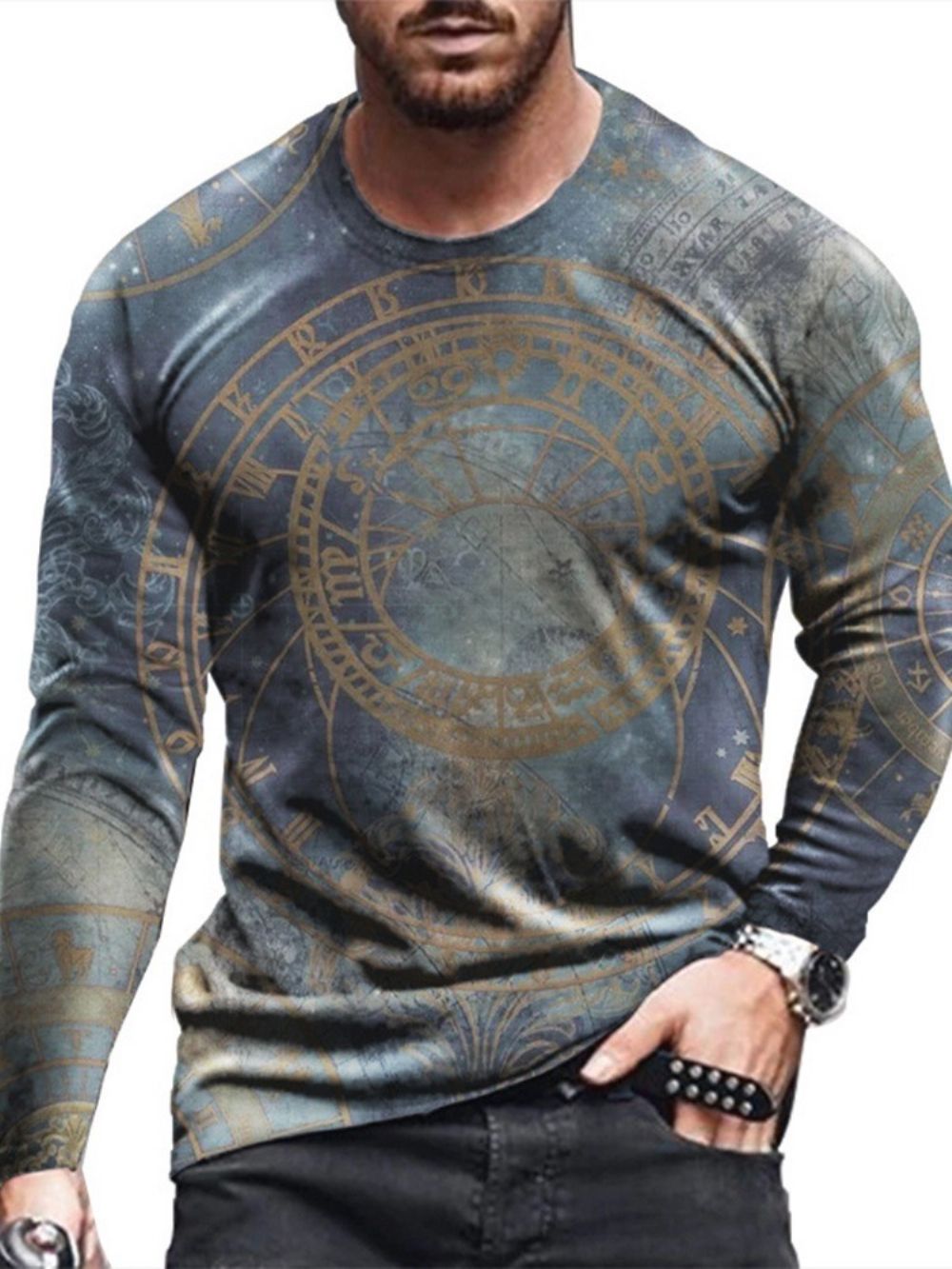 Mode Mode Casual Slank T-Shirt Heren Met Ronde Hals En Lange Mouwen