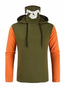 Patchwork Casual T-Shirt Met Kleurblokken En Lange Mouwen Heren