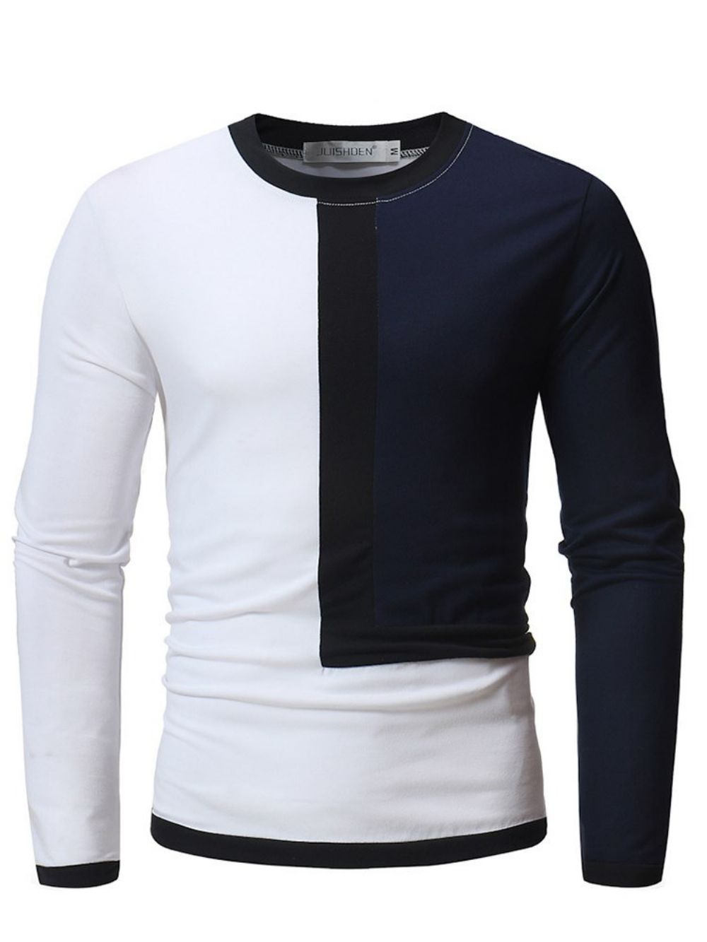 Patchwork Kleurblok Slim Scoop Casual T-Shirts Heren