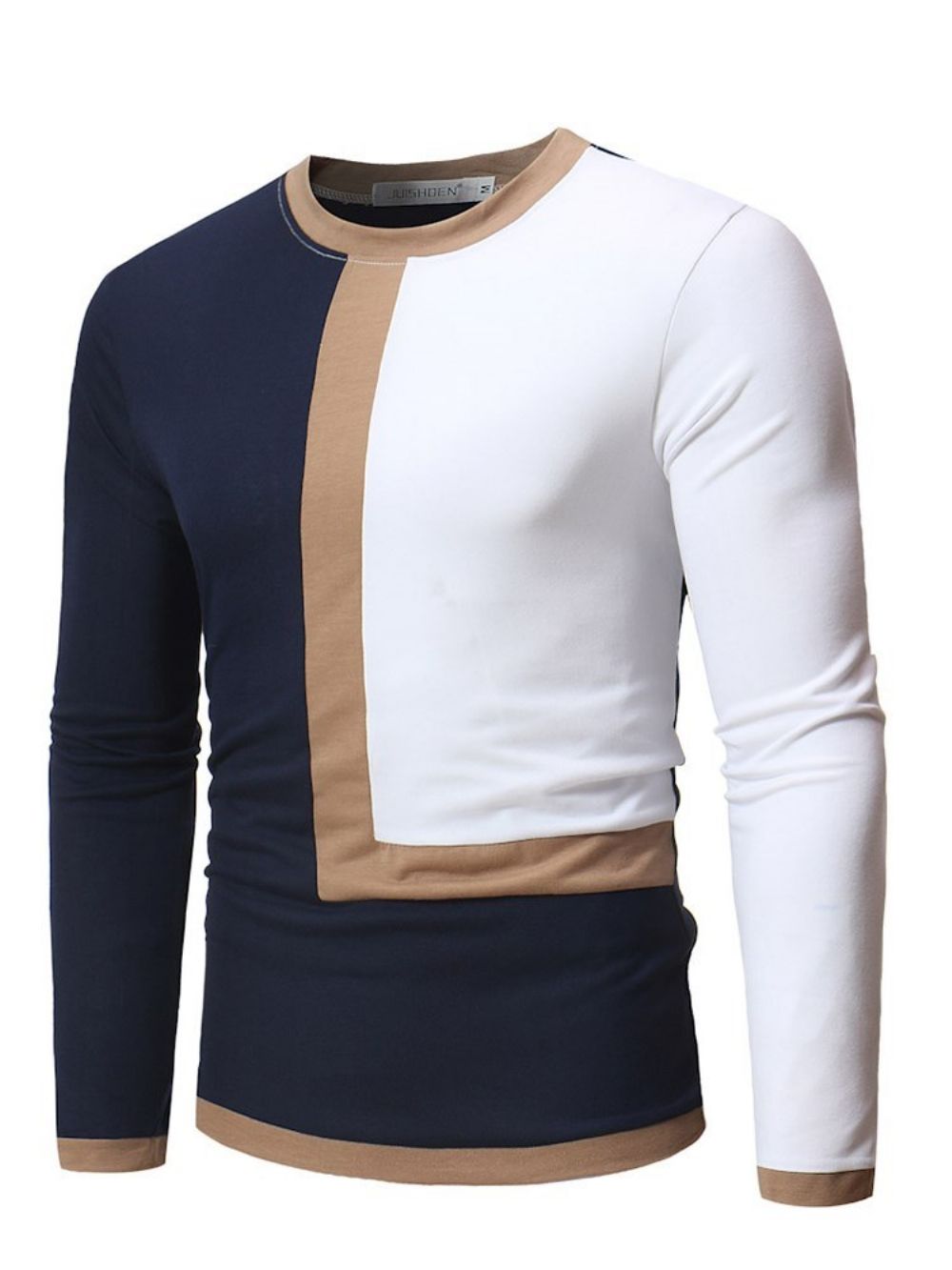 Patchwork Kleurblok Slim Scoop Casual T-Shirts Heren
