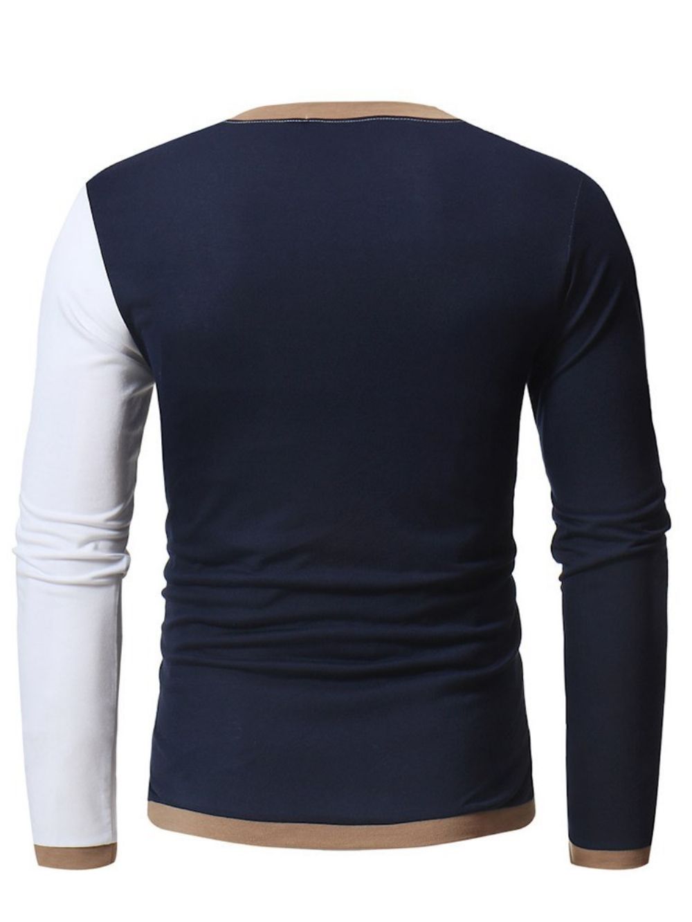 Patchwork Kleurblok Slim Scoop Casual T-Shirts Heren