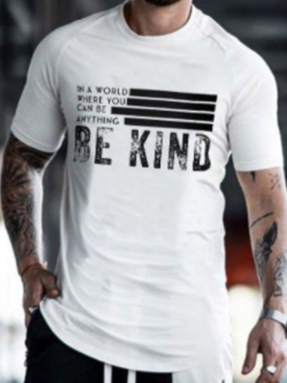 Recht Heren-T-Shirt Met Ronde Hals En Korte Mouwen Met Kleurblokprint