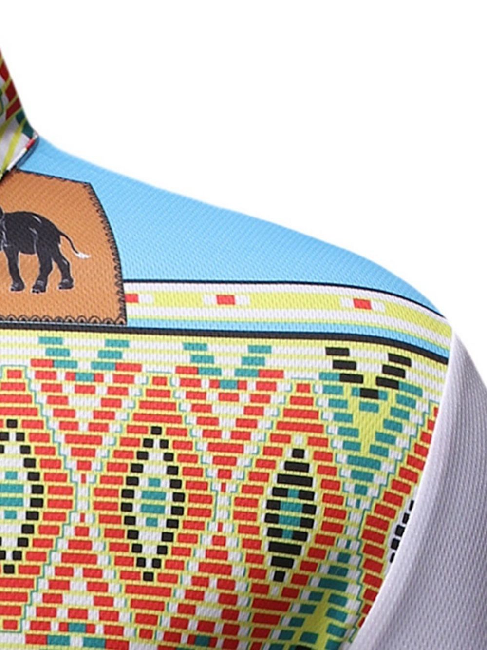 Recht T-Shirt Met Opstaande Kraag En Kleurblokkenprint Heren