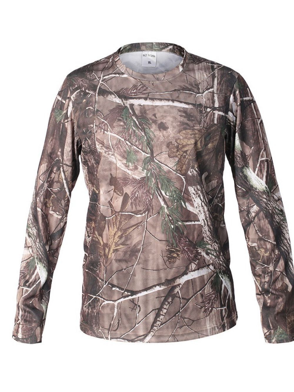 Slim T-Shirt Heren Met Ronde Hals Camouflageprint En Lange Mouwen