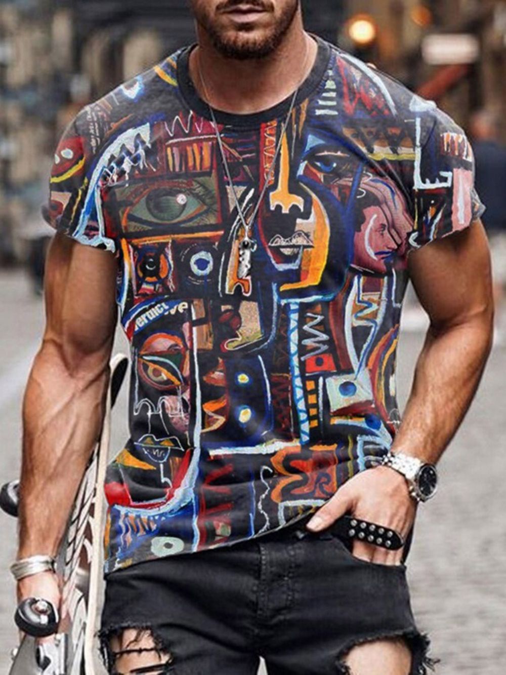 Slim T-Shirt Heren Met Ronde Hals En Korte Mouwen