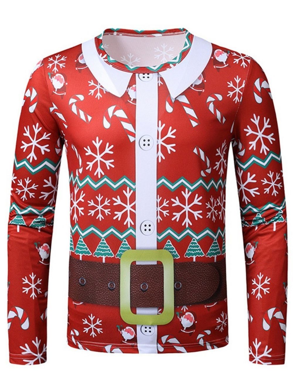 Slim T-Shirt Met Lange Mouwen Met Europese Print
